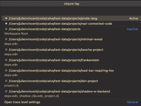 Clojure management menu "Clojure server management menu"