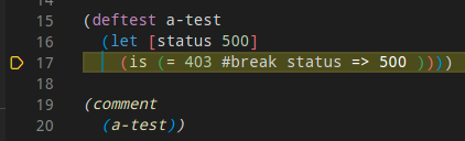 Hitting a breakpoint in a test Hitting a breakpoint in a test